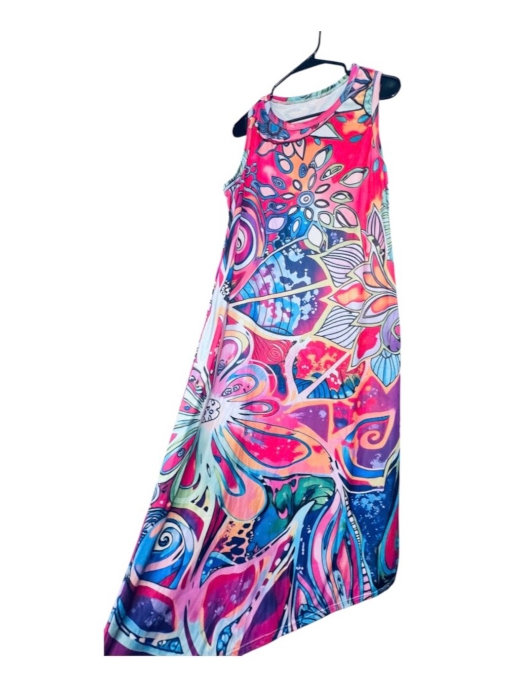 NWOT Colorful Abstract Floral Sleeveless Maxi Dress Size Large